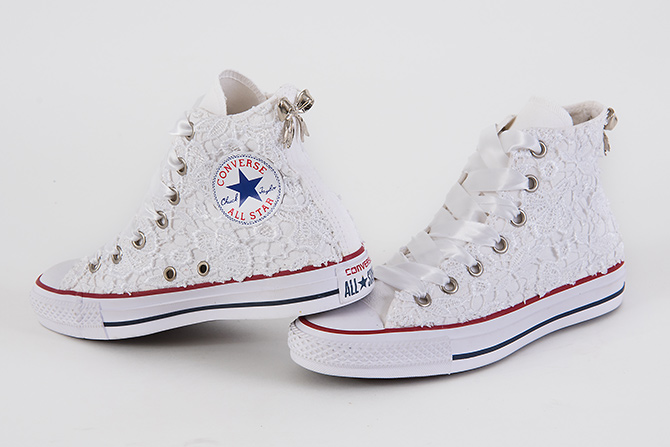 all star bianche basse pizzo