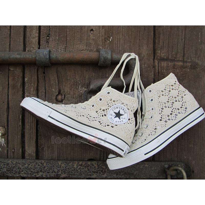 all star bianche basse pizzo